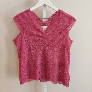 Nine & Co Size Large Sleeveless Lace Top Sheer Coquette Fairy